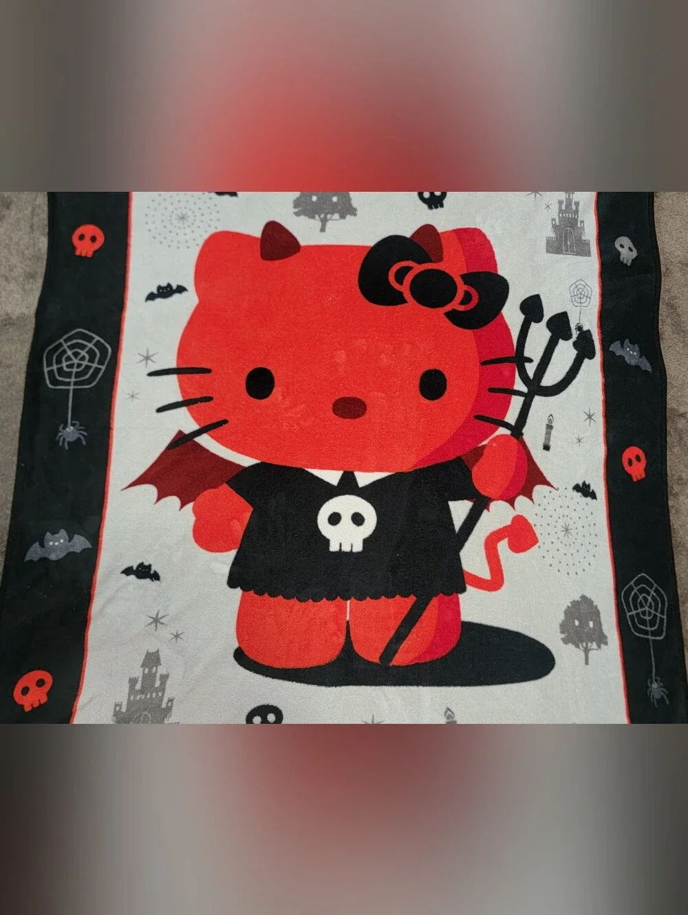 SUPER RARE Hello Kitty Halloween Devil fleece Blanket Throw Sanrio 2008